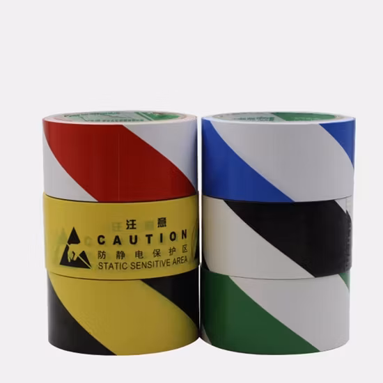 Yourijiu Usines d'avertissement en PVC utilisant un avertissement de sécurité pour identification du sol, autocollant en vinyle couleur 2 pouces x 54 pieds, rayures noires et jaunes, ruban d'avertissement de marquage